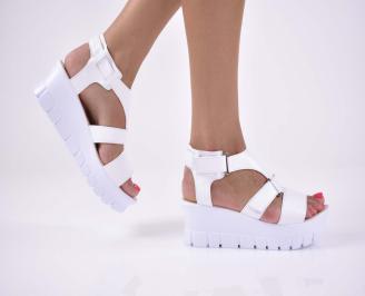 Дамски сандали  естествена кожа бели EOBUVKIBG