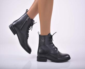 Дамски боти естествена кожа черни EOBUVKIBG