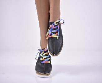 Дамски равни обувки естествена кожа сини EOBUVKIBG