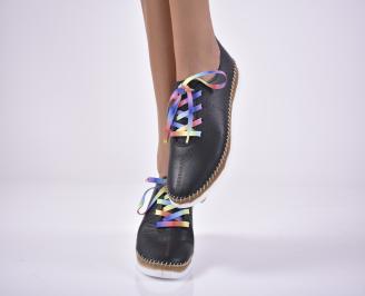 Дамски равни обувки естествена кожа сини EOBUVKIBG