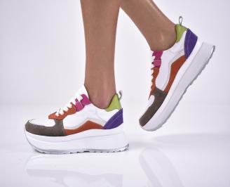 Дамски сникърси естествена кожа бели EOBUVKIBG