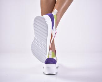 Дамски сникърси естествена кожа бели EOBUVKIBG