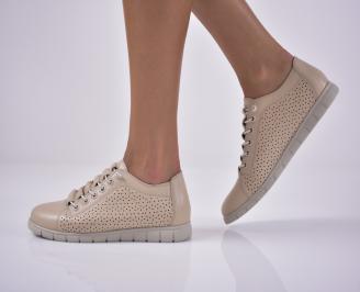 Дамски равни обувки естествена кожа бежови EOBUVKIBG