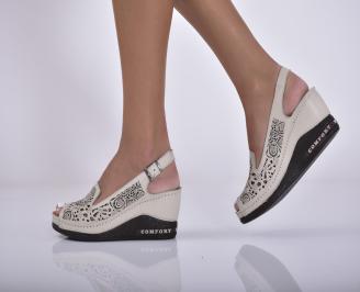 Дамски сандали естествена кожа бежови EOBUVKIBG