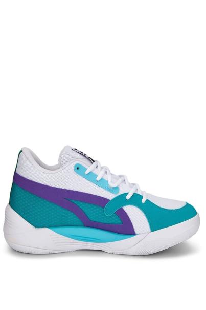 PUMA Trc Blaze Court Basketball Shoes White/Deep Aqua
