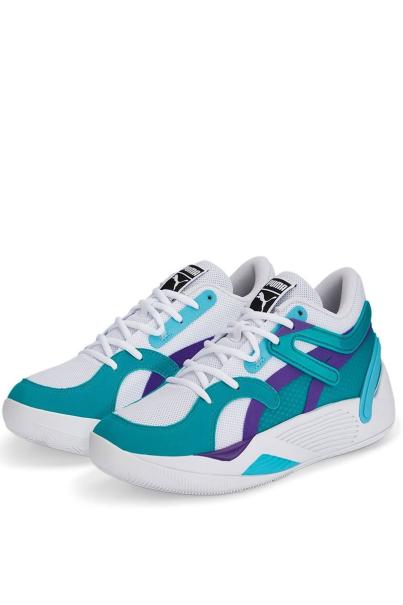 PUMA Trc Blaze Court Basketball Shoes White/Deep Aqua