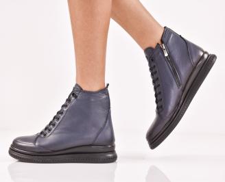 Дамски боти естествена кожа сини EOBUVKIBG