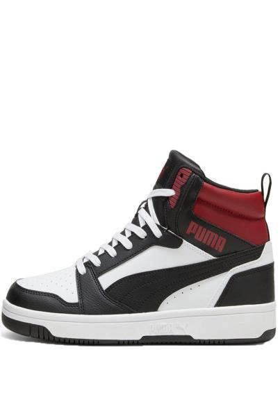 PUMA Rebound V6 Mid Shoes White/Black/Red