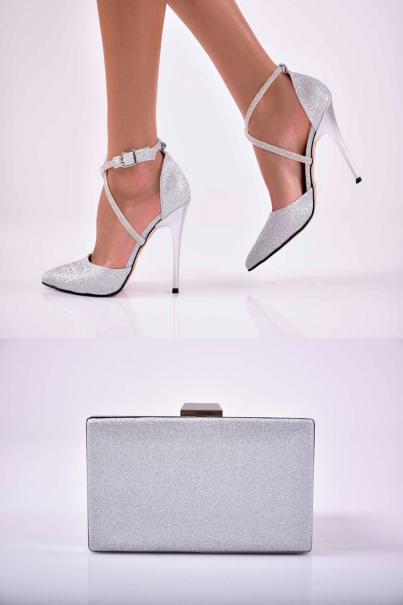 Комплект чанта и сандал сребристи EOBUVKIBG