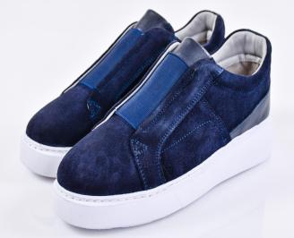 Мъжки кецове естествена кожа сини EOBUVKIBG