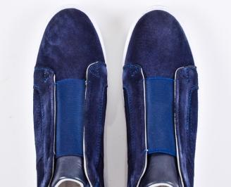 Мъжки кецове естествена кожа сини EOBUVKIBG