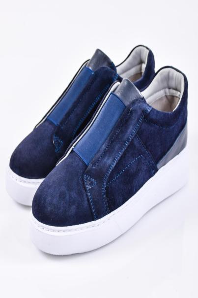 Мъжки кецове естествена кожа сини EOBUVKIBG