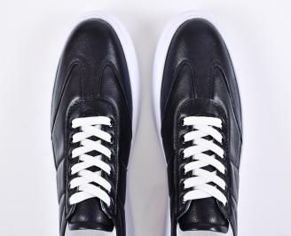 Мъжки кецове естествена кожа черни EOBUVKIBG