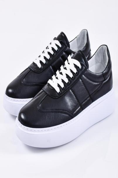 Мъжки кецове естествена кожа черни EOBUVKIBG