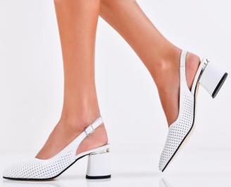 Дамски сандали естествена кожа бели EOBUVKIBG