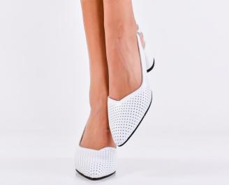 Дамски сандали естествена кожа бели EOBUVKIBG