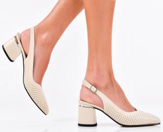 Дамски сандали естествена кожа бежови EOBUVKIBG