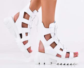 Дамски сандали естествена кожа бели  EOBUVKIBG