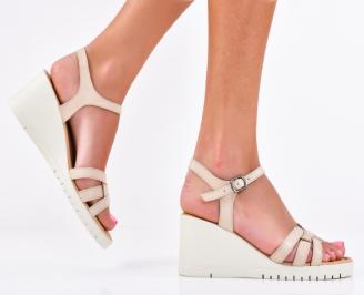 Дамски сандали естествена кожа бежови  EOBUVKIBG