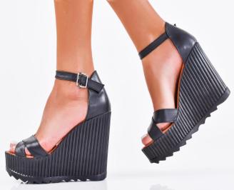 Дамски сандали естествена кожа черни EOBUVKIBG