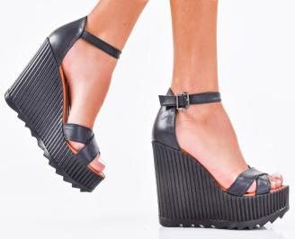 Дамски сандали естествена кожа черни EOBUVKIBG