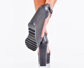 Дамски сандали естествена кожа черни EOBUVKIBG