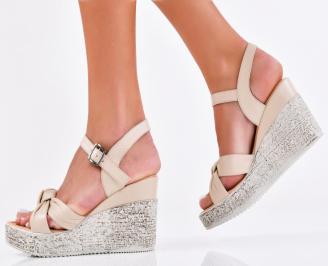 Дамски сандали  естествена кожа бежови EOBUVKIBG