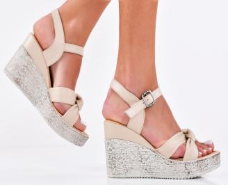 Дамски сандали  естествена кожа бежови EOBUVKIBG