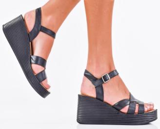 Дамски сандали естествена кожа черни EOBUVKIBG