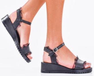 Дамски сандали естествена кожа черни EOBUVKIBG