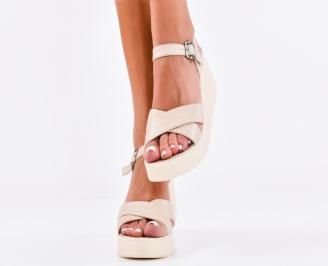 Дамски сандали  естествена кожа бежови EOBUVKIBG