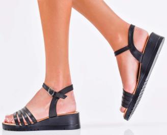 Дамски сандали естествена кожа черни EOBUVKIBG