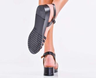 Дамски сандали естествена кожа черни EOBUVKIBG