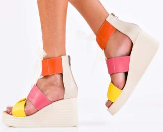 Дамски сандали естествена кожа бежови EOBUVKIBG