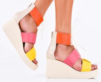 Дамски сандали естествена кожа бежови EOBUVKIBG