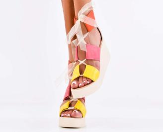 Дамски сандали естествена кожа бежови EOBUVKIBG