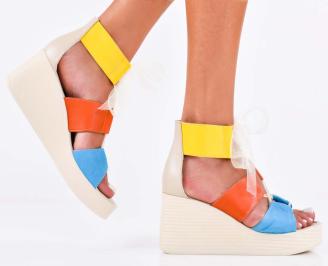 Дамски сандали естествена кожа бежови EOBUVKIBG