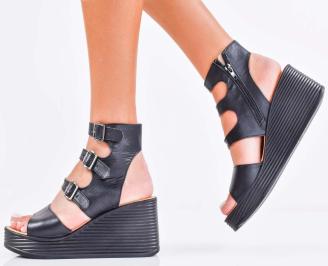 Дамски сандали естествена кожа черни  EOBUVKIBG