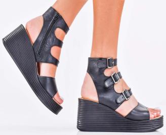 Дамски сандали естествена кожа черни  EOBUVKIBG