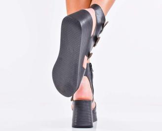 Дамски сандали естествена кожа черни  EOBUVKIBG