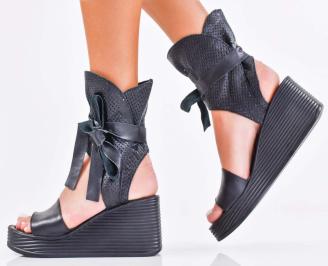 Дамски сандали естествена кожа черни  EOBUVKIBG