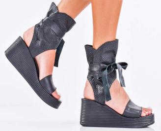 Дамски сандали естествена кожа черни  EOBUVKIBG