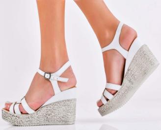 Дамски сандали естествена кожа бели  EOBUVKIBG