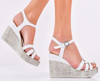 Дамски сандали естествена кожа бели  EOBUVKIBG