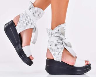 Дамски сандали естествена кожа бели  EOBUVKIBG