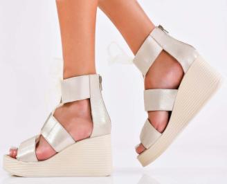 Дамски сандали естествена кожа бежови  EOBUVKIBG