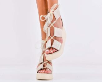 Дамски сандали естествена кожа бежови  EOBUVKIBG