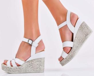 Дамски сандали естествена кожа бели  EOBUVKIBG