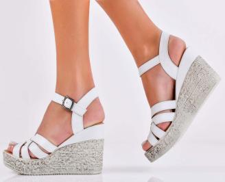 Дамски сандали естествена кожа бели  EOBUVKIBG