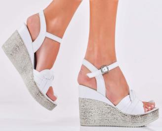 Дамски сандали естествена кожа бели  EOBUVKIBG